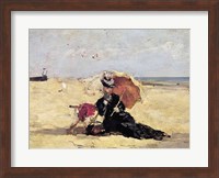 Woman with a Parasol on the Beach, 1880 Fine Art Print