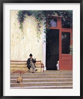 The Artist's Father and Son on the Doorstep of his House Fine Art Print