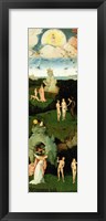 The Haywain: left wing of the triptych depicting the Garden of Eden, c.1500 Framed Print
