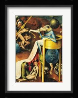 The Garden of Earthly Delights: Hell, right wing of triptych, detail of blue bird-man on a stool, c.1500 Framed Print