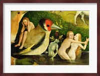 The Garden of Earthly Delights: Allegory of Luxury, central panel of triptych, detail of couple in the water and a bird, c.1500 Fine Art Print