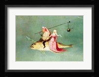 The Temptation of St. Anthony, right hand panel, detail of a couple riding a fish Fine Art Print