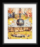 The Garden of Earthly Delights: Allegory of Luxury (yellow center panel detail) Framed Print