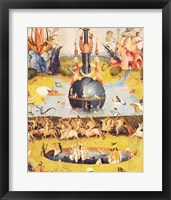 The Garden of Earthly Delights: Allegory of Luxury (yellow center panel detail) Framed Print