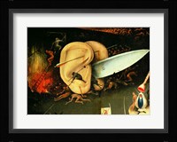 The Garden of Earthly Delights: Hell, right wing of triptych, detail of ears with a knife, c.1500 Fine Art Print