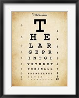 Tom Waits Eye Chart Framed Print
