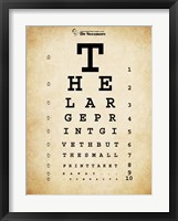Tom Waits Eye Chart Framed Print