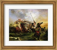 Moroccan horsemen in military action, 1832 Fine Art Print