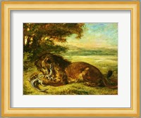 Lion and Alligator, 1863 Fine Art Print