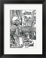 St. Jerome in his study pulling a thorn from a lion's paw Fine Art Print