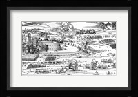 Demonstration of defensive measures to protect a city against a besieging army Fine Art Print