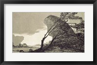 Landscape with Large Rocks, Buildings and Trees Fine Art Print