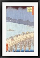 Sudden Shower on Ohashi Bridge Fine Art Print