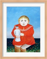 The girl with a doll Fine Art Print