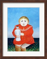 The girl with a doll Fine Art Print