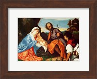 The Holy Family and a Shepherd Fine Art Print