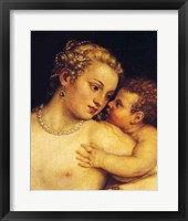 Venus Delighting herself with Love and Music, 1545 Framed Print