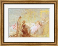 Interior at Petworth House with people in conversation, 1830 Fine Art Print