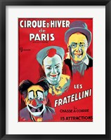 Poster advertising the 'Cirque d'Hiver de Paris' featuring the Fratellini Clowns Fine Art Print