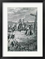 Jacques Cartier Setting up a Cross at Gaspe Fine Art Print