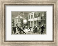 The Federals shelling the City of Charleston: Shell bursting in the streets in 1863 Fine Art Print