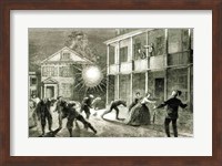The Federals shelling the City of Charleston: Shell bursting in the streets in 1863 Fine Art Print