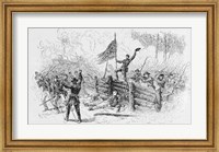 Capture of a part of the burning union breastworks on the Brock Road on the afternoon of May 6th Fine Art Print