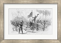 Capture of a part of the burning union breastworks on the Brock Road on the afternoon of May 6th Fine Art Print