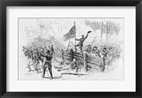 Capture of a part of the burning union breastworks on the Brock Road on the afternoon of May 6th Fine Art Print