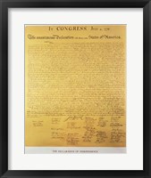 Declaration of Independence of the 13 United States of America of 1776 Framed Print