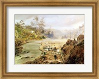 'Fortyniners' washing gold from the Calaveres River, California, 1858 Fine Art Print