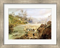 'Fortyniners' washing gold from the Calaveres River, California, 1858 Fine Art Print