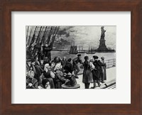 New York - Welcome to the land of freedom - An ocean steamer passing the Statue of Liberty Fine Art Print