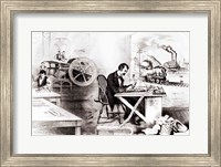 The Progress of the Century: The Lightning Steam Press, the Electric Telegraph, the Locomotive and the Steamboat Fine Art Print