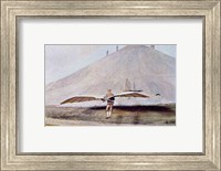 One of the many flying experiments of Otto Lilienthal Fine Art Print