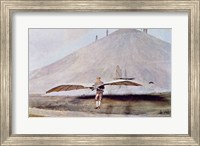 One of the many flying experiments of Otto Lilienthal Fine Art Print