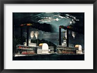 Midnight Race on the Mississippi Framed Print