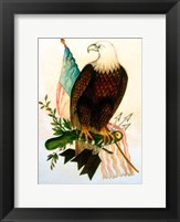 Bald eagle with flag Fine Art Print