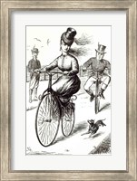 Cartoon of a Lady on a Velocipede, 1869 Fine Art Print