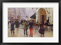 The Boulevard des Capucines and the Vaudeville Theatre, 1889 Framed Print