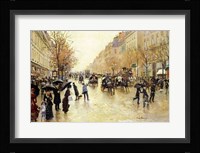 Boulevard Poissonniere in the Rain Framed Print