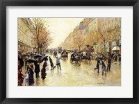 Boulevard Poissonniere in the Rain Framed Print