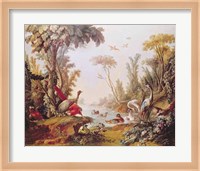 Lake with geese, storks, parrots and herons, from the Salon of Gilles Demarteau Fine Art Print