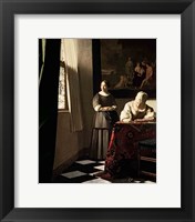 Lady writing a letter with her Maid Fine Art Print