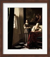 Lady writing a letter with her Maid Fine Art Print