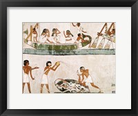 Sacrifice and purification of a bull, and a sailing ritual, from the Tomb of Menna Fine Art Print