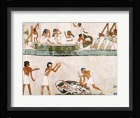 Sacrifice and purification of a bull, and a sailing ritual, from the Tomb of Menna Fine Art Print