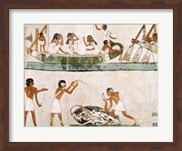 Sacrifice and purification of a bull, and a sailing ritual, from the Tomb of Menna Fine Art Print