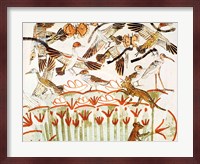 Fishing and fowling in the marshes, detail of the birds, from the Tomb Chapel of Menna Fine Art Print