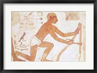 Construction of a wall, detail of a man with a hoe, from the Tomb of Rekhmire Fine Art Print